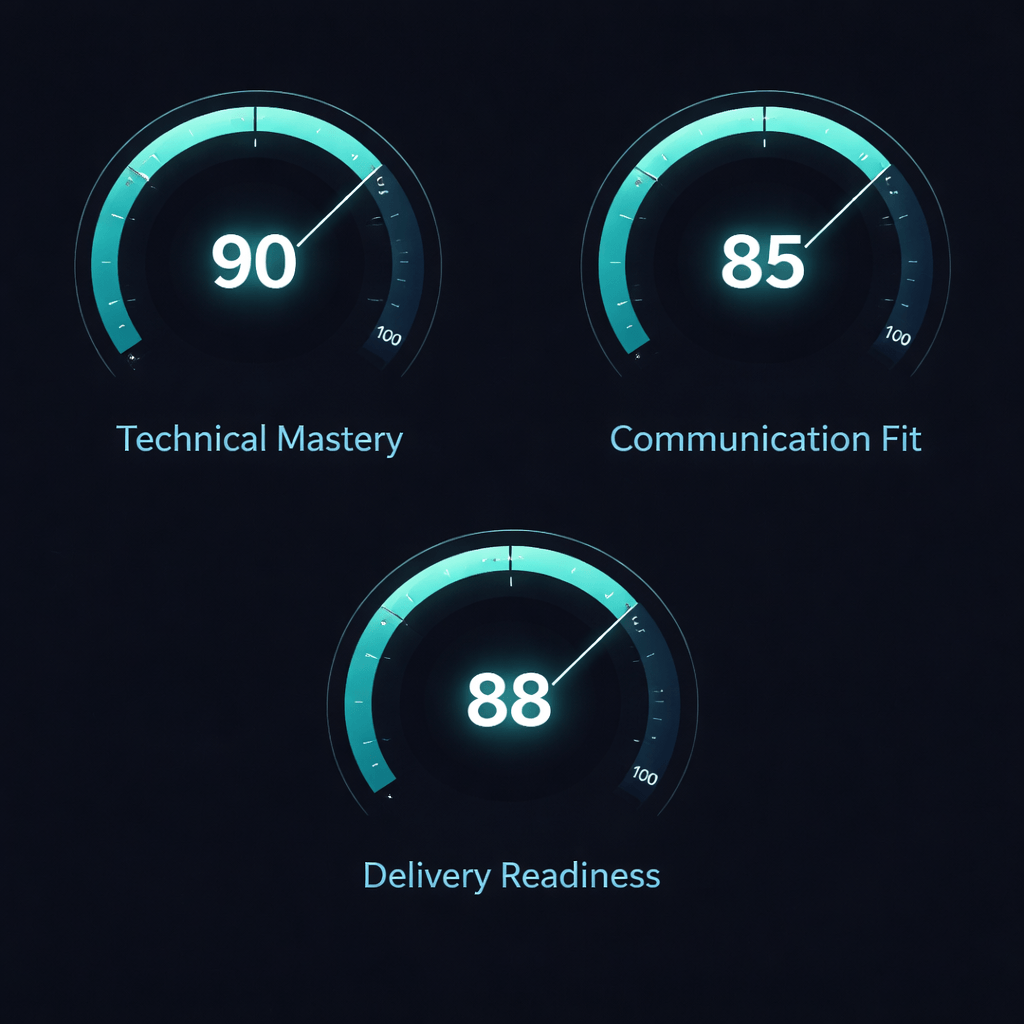Performance dashboard with gauge charts